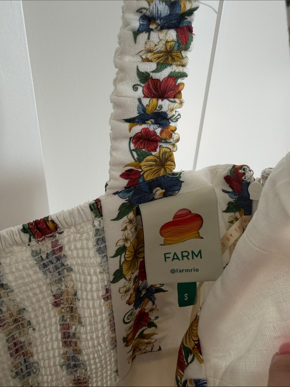 Farm Rio Women's White Floral Fit-and-Flare Dress - Picture 5 of 5